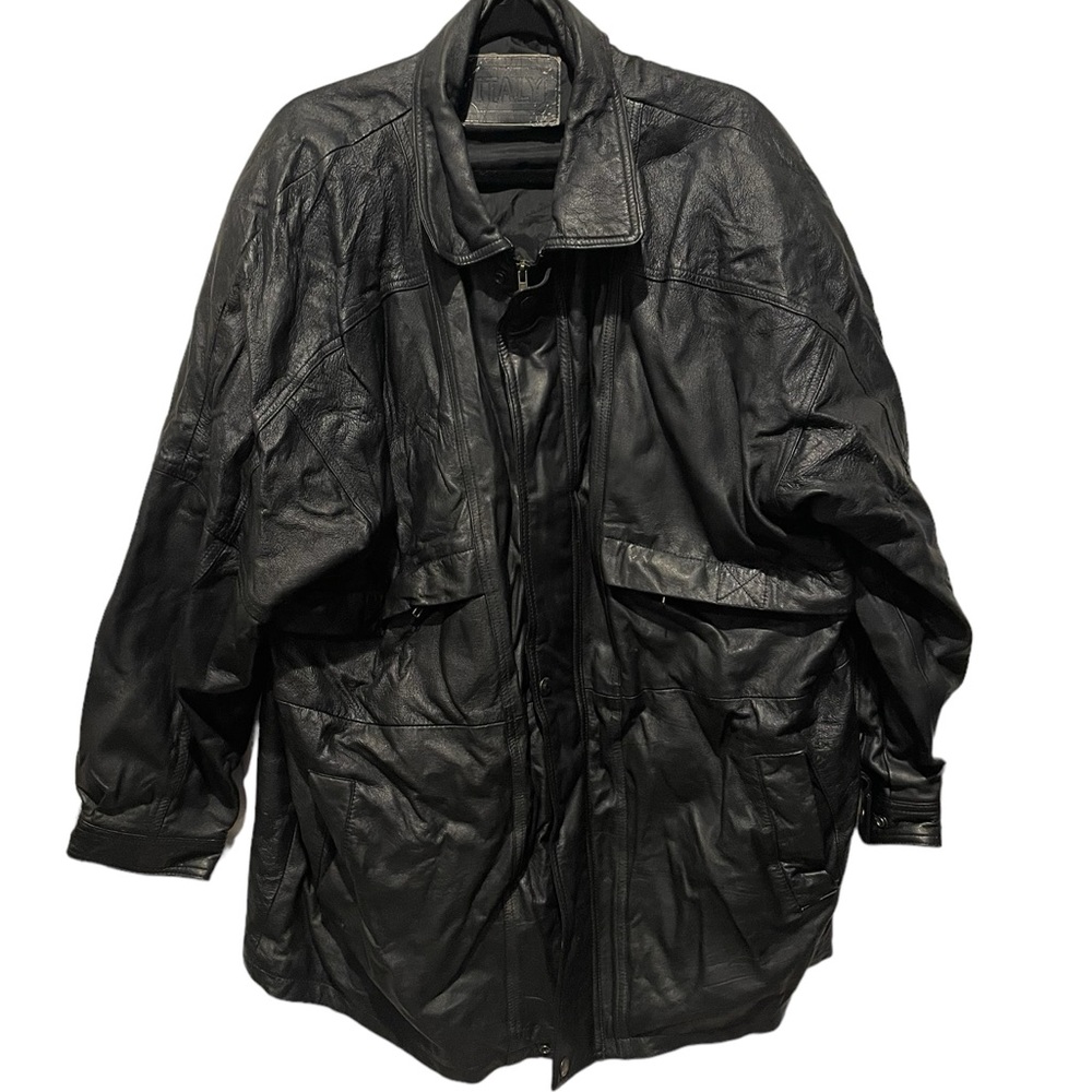 Vintage Italian Men Leather Jacket Sz 2XL
